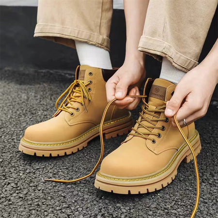 Men's Yellow Martin Boots High Top Thick Sole British Work Boots