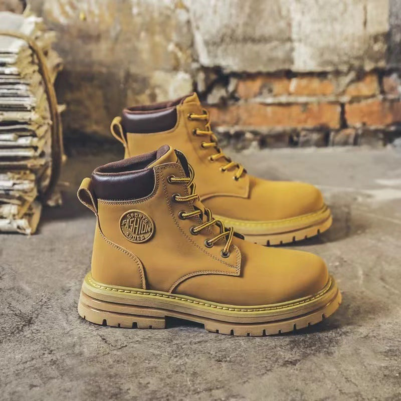Men's Yellow Martin Boots High Top Thick Sole British Work Boots