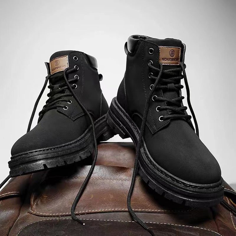 Men's Yellow Martin Boots Thick Sole Retro Work Outdoor Shoes
