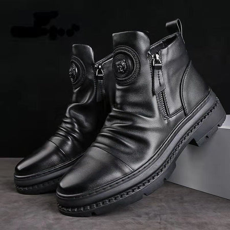 Men's High Top Zipper Martin Boots European Style Casual Shoes