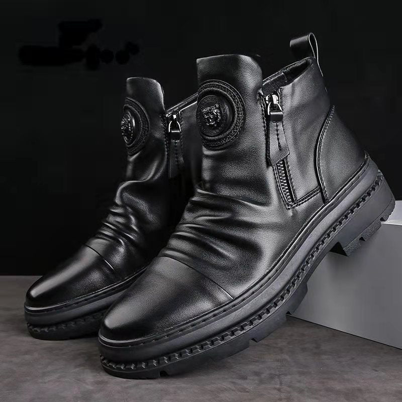 Men's High Top Zipper Martin Boots European Style Casual Shoes