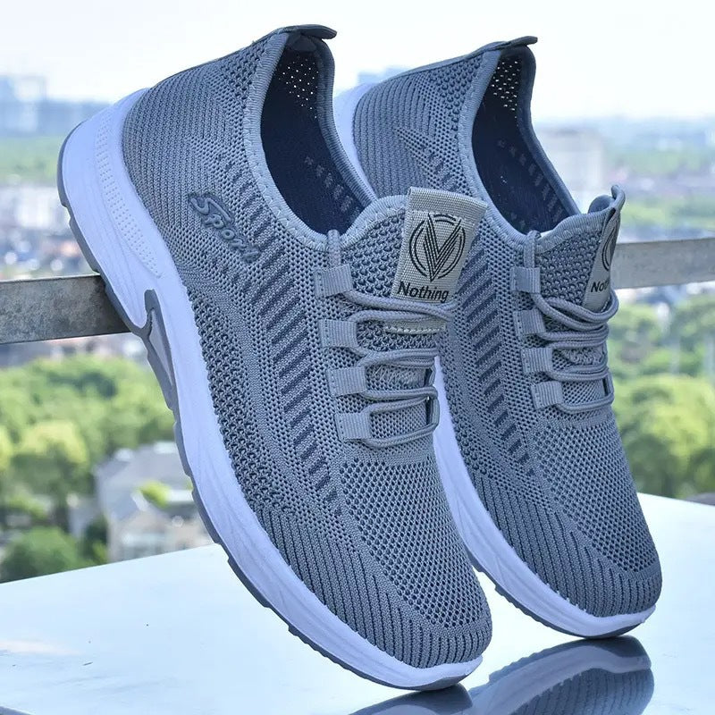 Men's Lightweight Mesh Running Shoes with Breathable Rubber Sole in D-1182 Gray [Breathable And Lightweight]