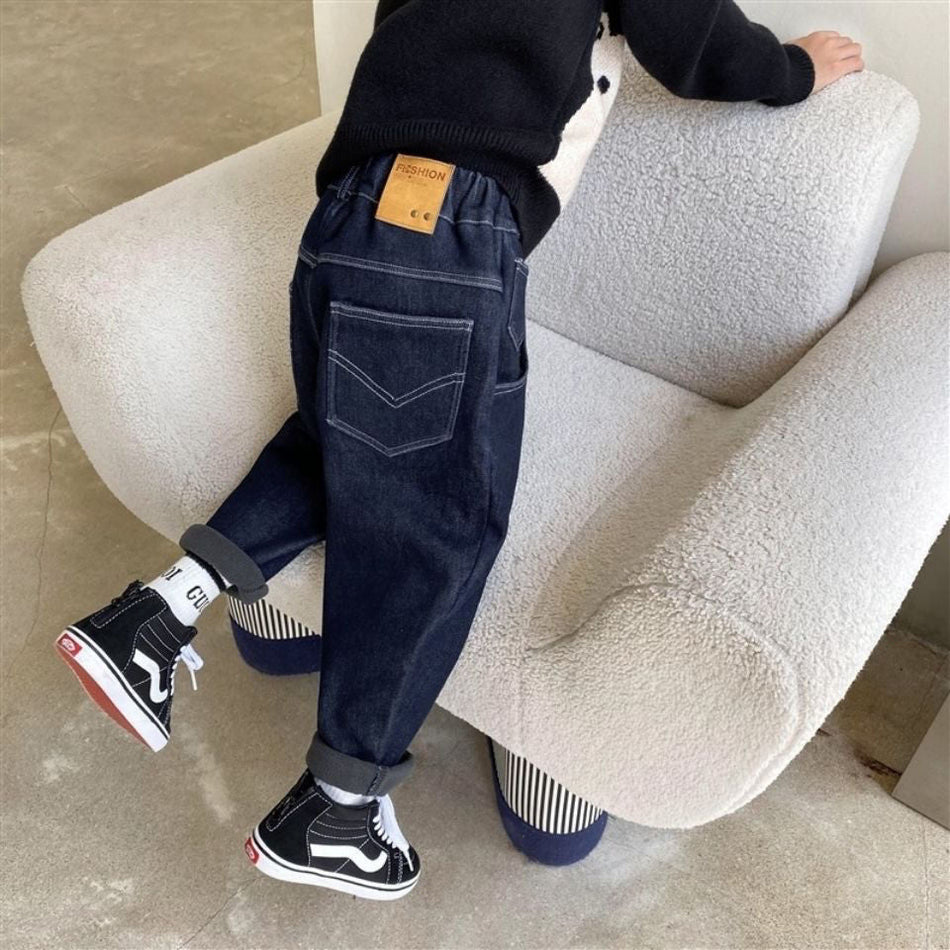 Kids Relaxed Fit Denim Pants Cotton Casual Jeans for Older Kids