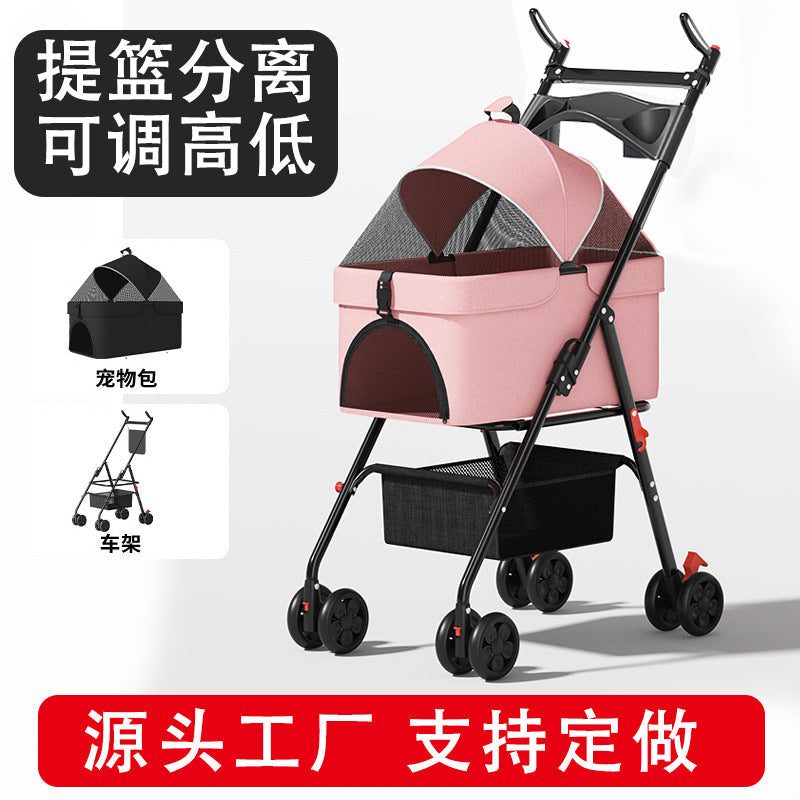 Lightweight Foldable Pet Stroller for Small Cats and Dogs