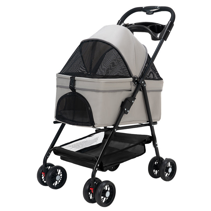 Lightweight Foldable Pet Stroller for Dogs Cats and Small Pets in gray