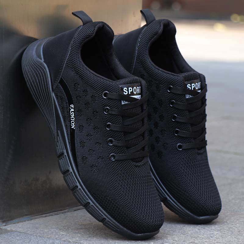 Men's Breathable Mesh Casual Shoes with Comfortable Rubber Sole in [Lc] 20-10 All Black
