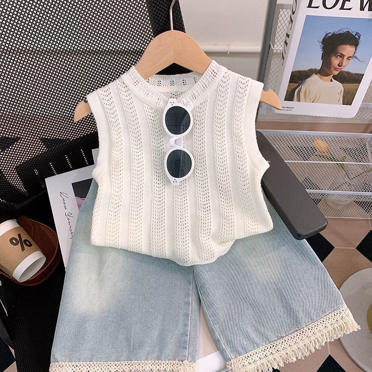 Girls Tassel Denim Shorts Wide Leg Cotton Summer Pants