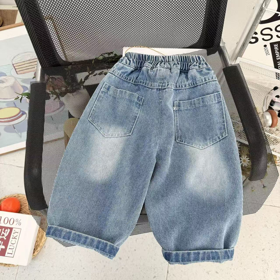 Kids Loose Straight Leg Jeans Korean Style Casual Denim Pants