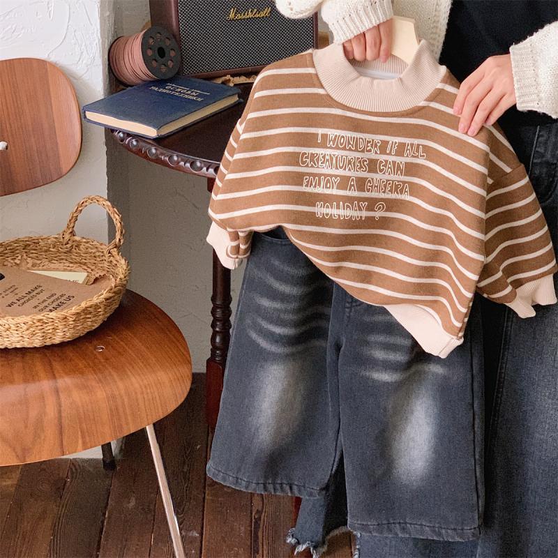 Kids Retro Straight Leg Denim Pants Korean Style Casual Jeans