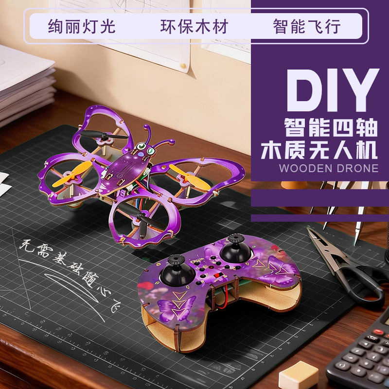 DIY Wooden Butterfly Quadcopter Educational RC Model Toy