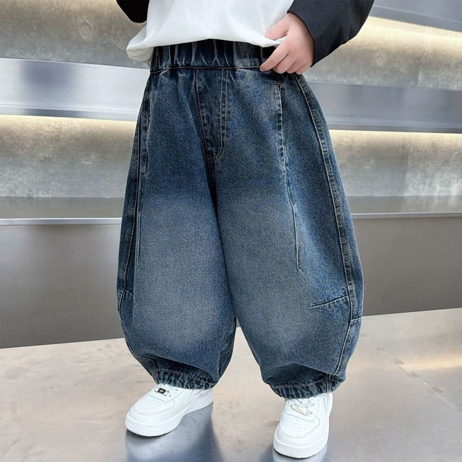 Kids Lantern Denim Pants Korean Style Loose Fit Casual Jeans