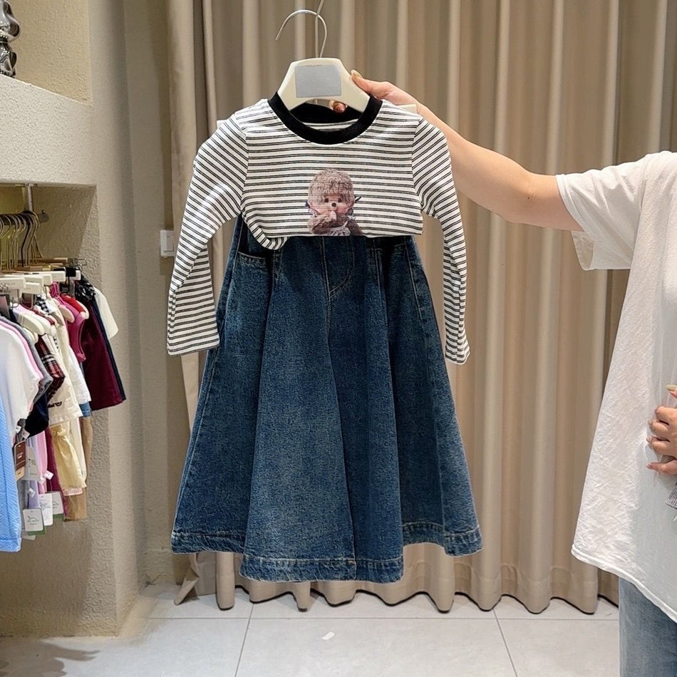 Girls Wide Leg Denim Pants Korean Style Casual Cotton Jeans
