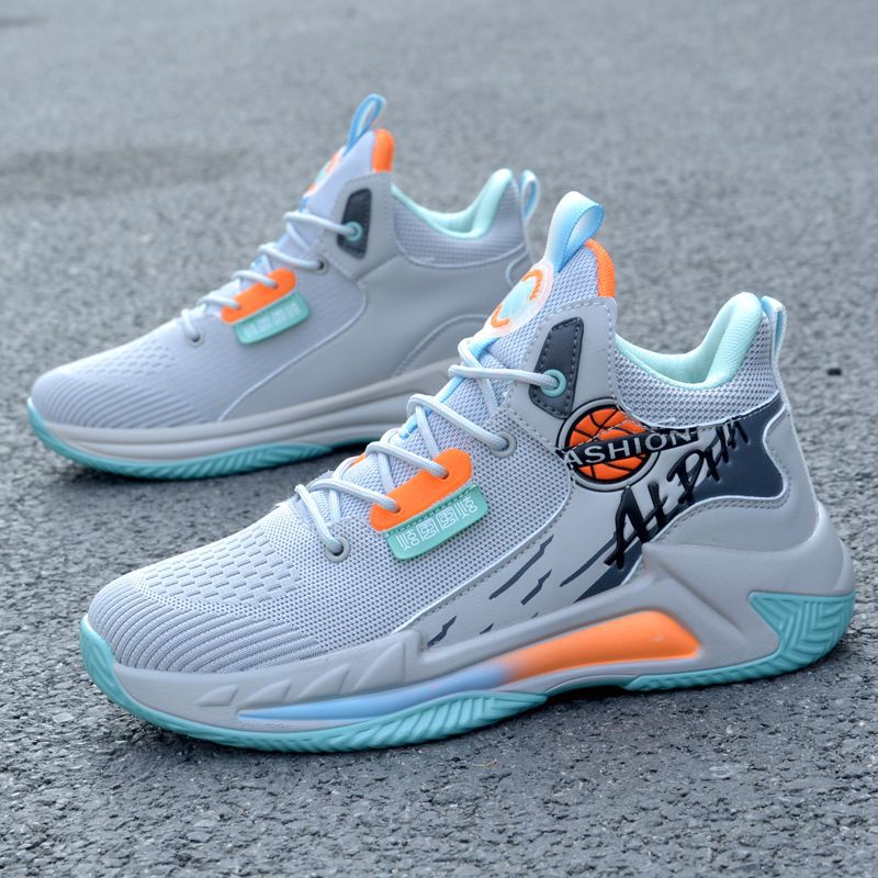 Men's Breathable Mid-Top Basketball Sneakers with Cushioning in Blue