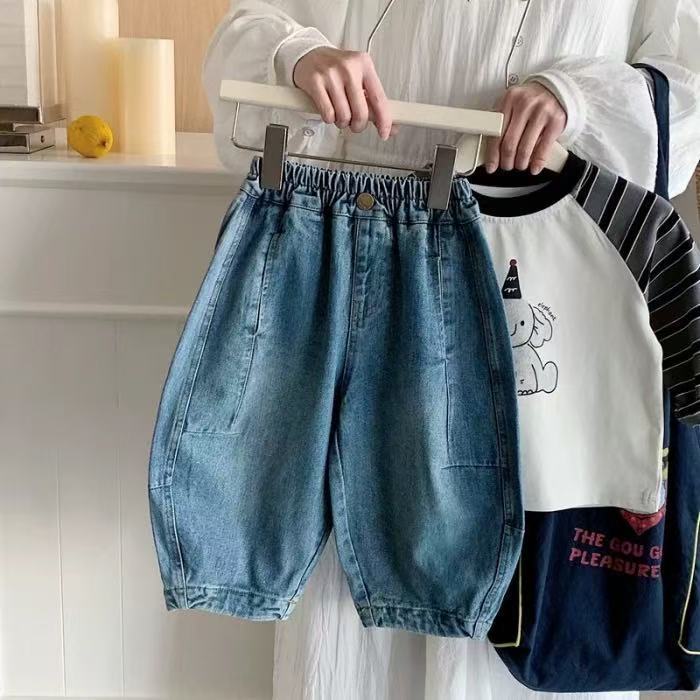 Kids Loose Fit Denim Pants Korean Style Casual Fashion Jeans