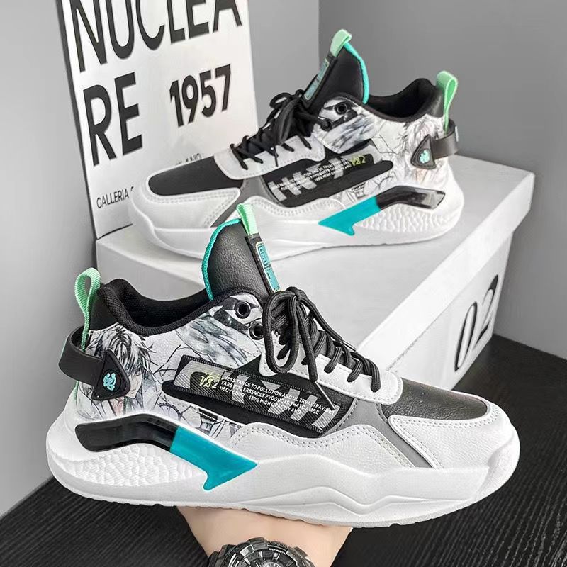 Men's High-Top Breathable Mesh Sneakers with Flexible Rubber Sole