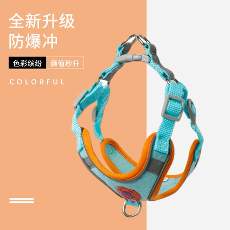 Reflective Adjustable Vest Style Dog Harness and Leash Set in orange, 2kg