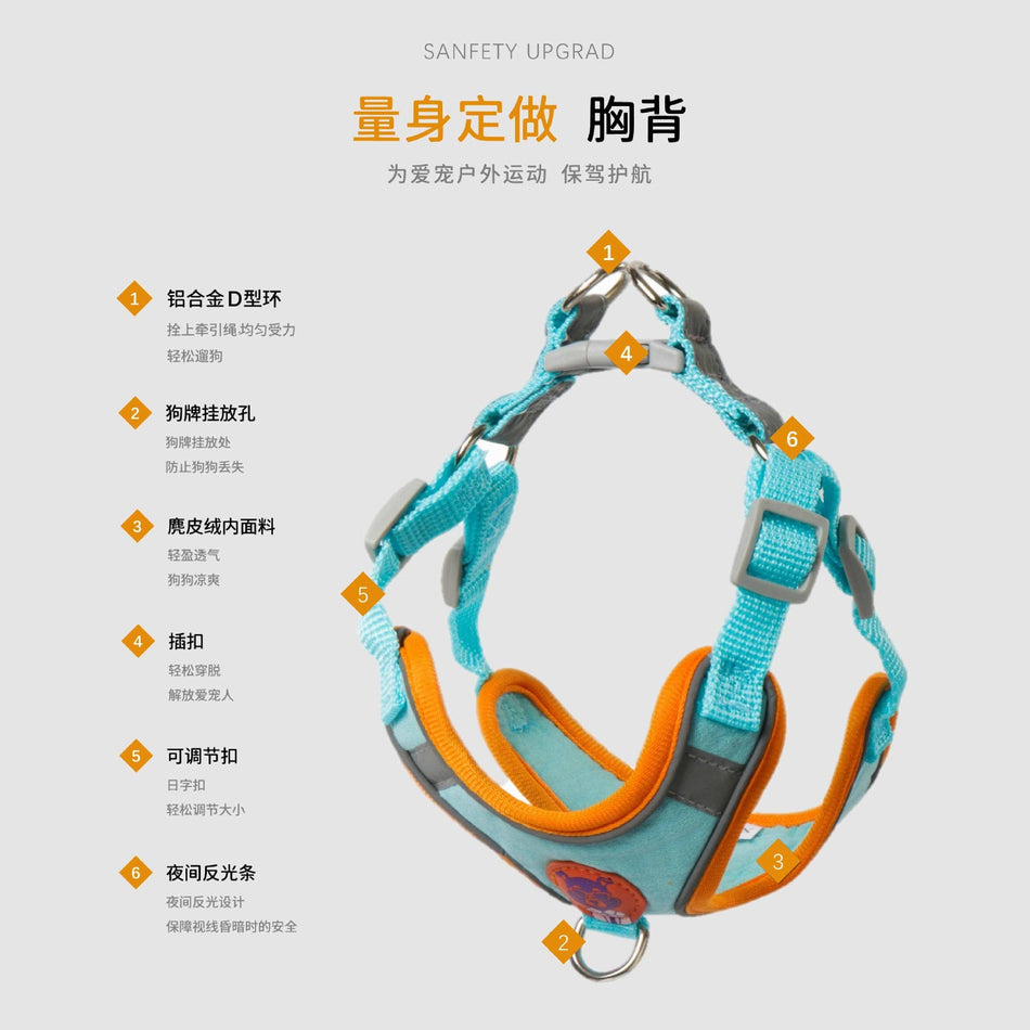 Reflective Adjustable Vest Style Dog Harness and Leash Set