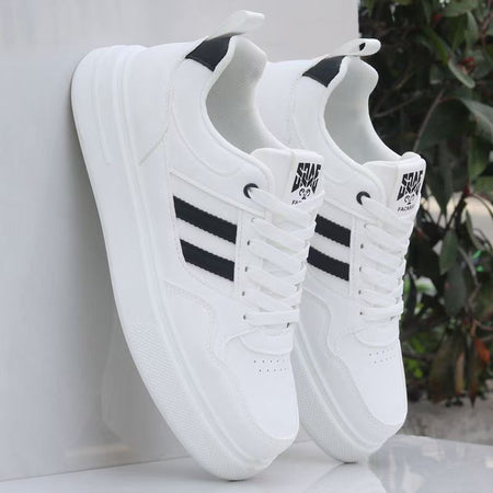 Men's Lightweight Casual Sneakers with Soft Sole Comfort in Zf003 White-Pp
