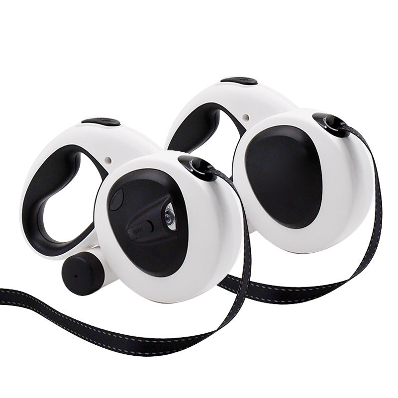 LED Reflective Automatic Retractable Dog Leash for Safe Walking in black