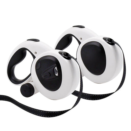 LED Reflective Automatic Retractable Dog Leash for Safe Walking in black