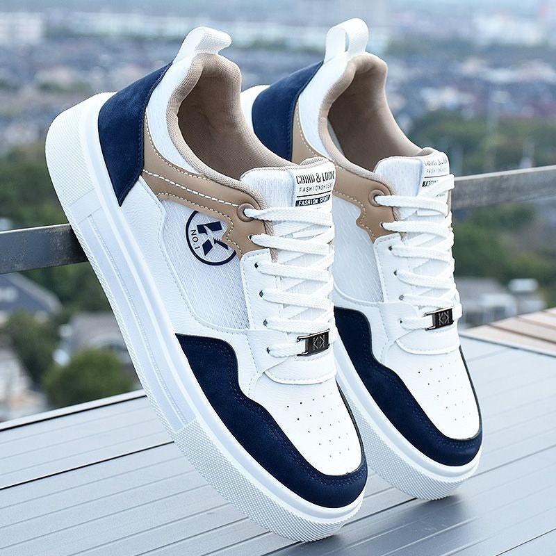 Men's Breathable Mesh Sneakers with Lightweight Rubber Sole in White Blue