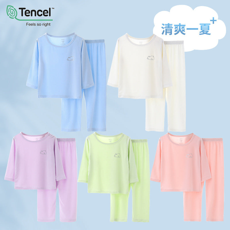 Kids Modal Pajama Set Lightweight Long Sleeve Homewear Set