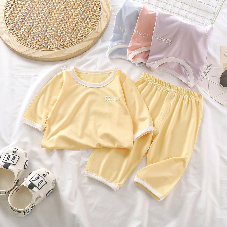 Kids Ice Silk Pajama Set Lightweight Summer Homewear Set 3-Piece