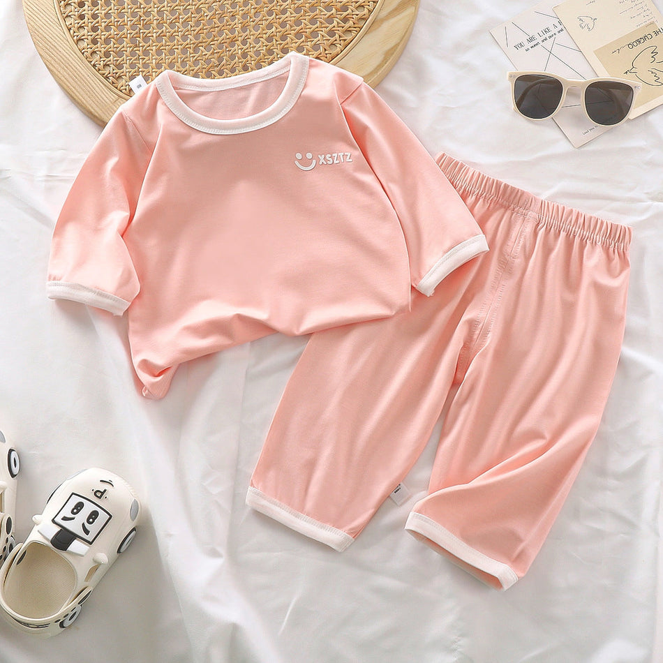 Kids Ice Silk Pajama Set Lightweight Summer Homewear Set 3-Piece