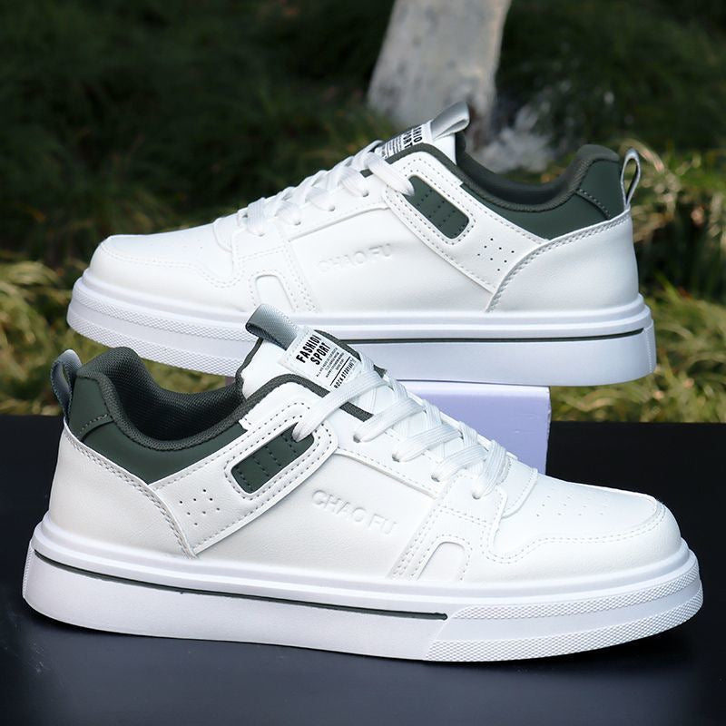 Men's Leather Casual Sneakers with Soft Rubber Sole Comfort
