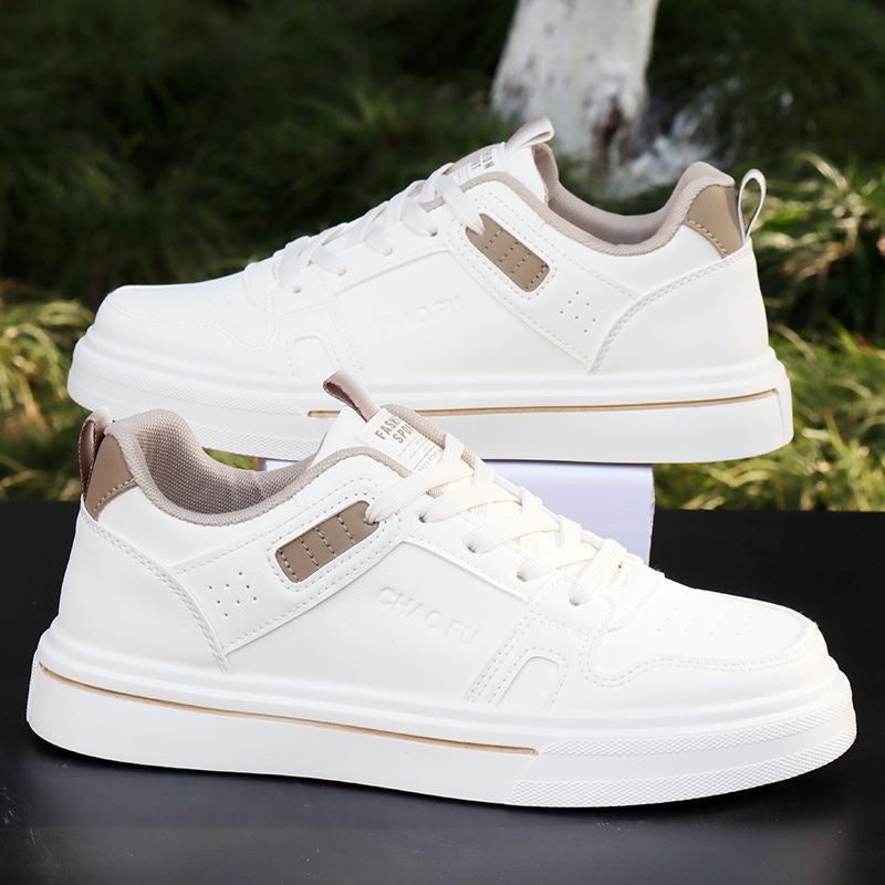 Men's Leather Casual Sneakers with Soft Rubber Sole Comfort