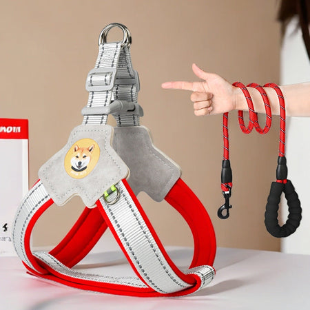 Vest Style Dog Chest Strap Leash for Small and Medium Dogs in red, 4kg