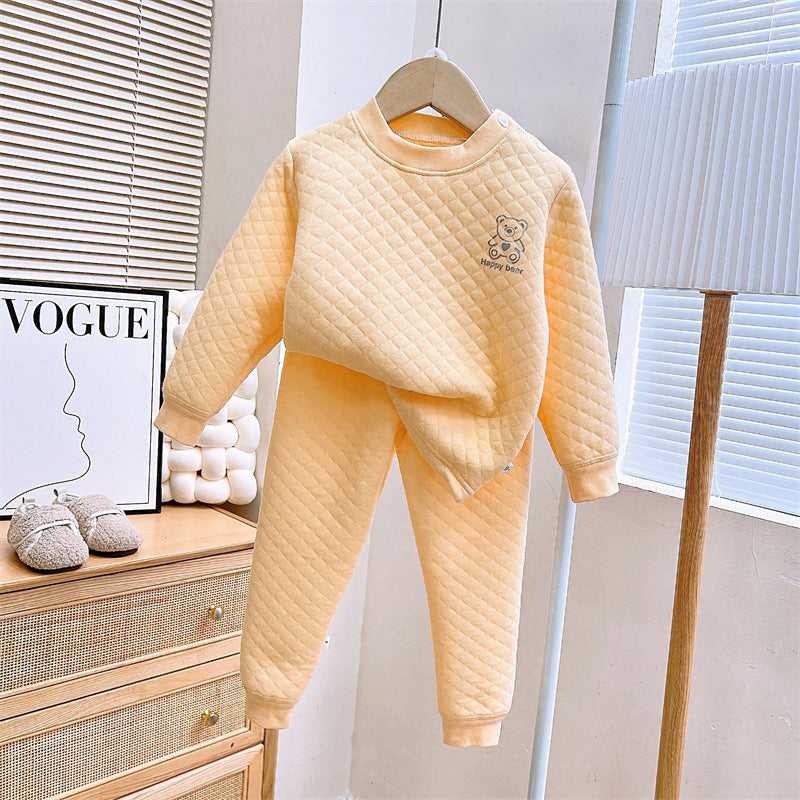 Kids Three Layer Cotton Thermal Underwear Set Warm Winter