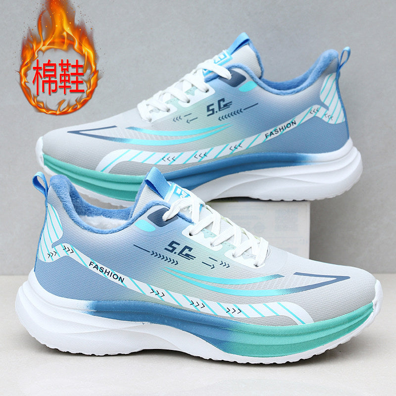 Men's Waterproof Fleece-Lined Running Shoes with Warm Comfort