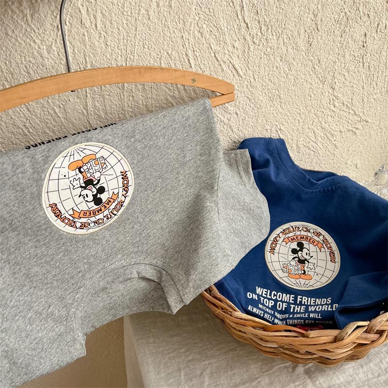 Kids Cotton Cartoon Short Sleeve T-Shirt Summer Casual Crewneck
