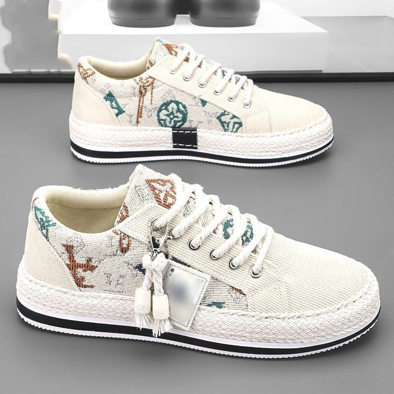 Men's Breathable Canvas Casual Shoes with Comfortable Rubber Sole