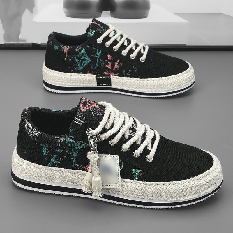 Men's Breathable Canvas Casual Shoes with Comfortable Rubber Sole