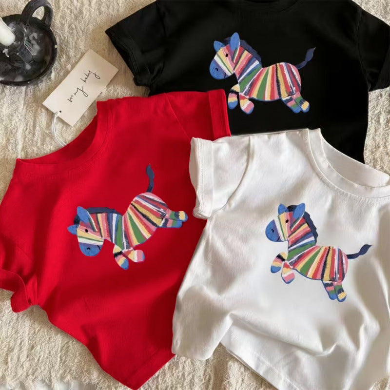 Kids Pure Cotton Cartoon Short Sleeve Summer T Shirt