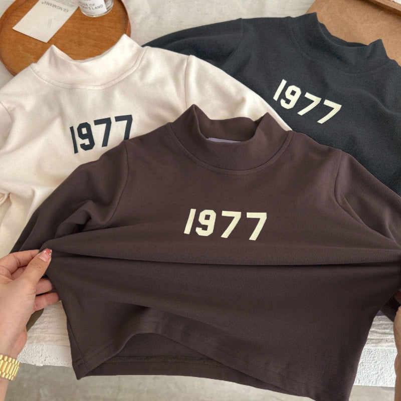 Kids Velvet High Neck Base Layer Winter Long Sleeve Top