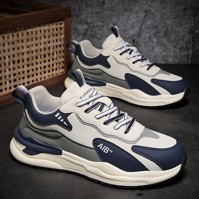Men's Thick-Sole Casual Sneakers with Height-Enhancing Comfort