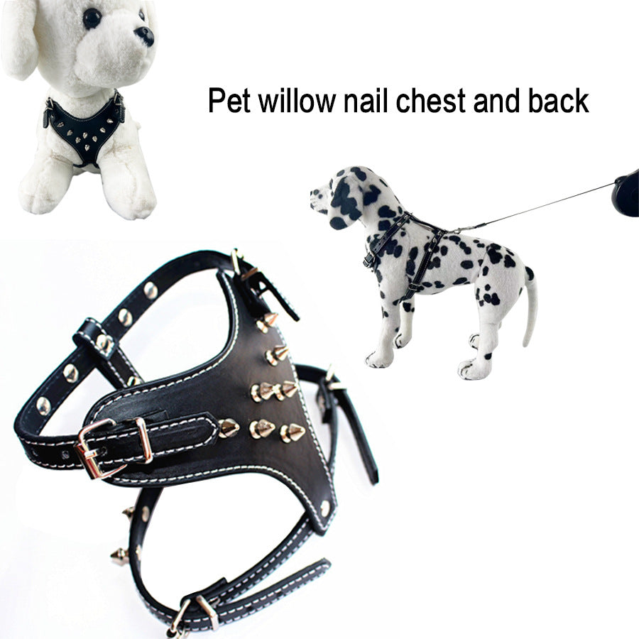 PU Leather Punk Stud Dog Harness and Collar for Small to Large