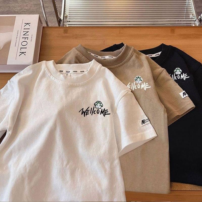 Kids Cotton Short Sleeve Crew Neck Casual Summer T Shirt