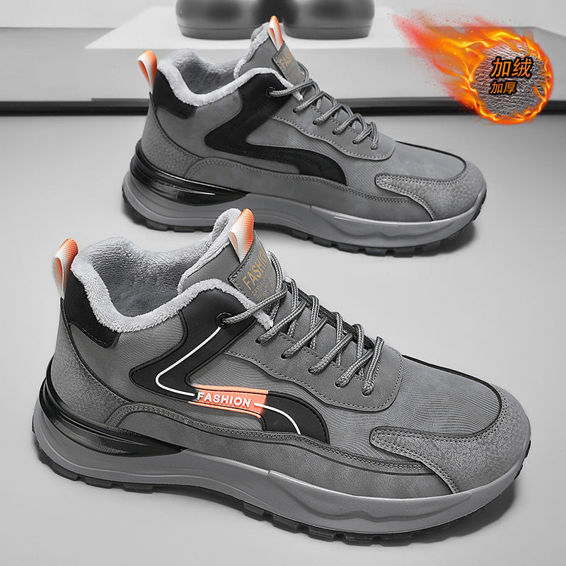Men's Waterproof Fleece-Lined Winter Shoes with Thick Sole