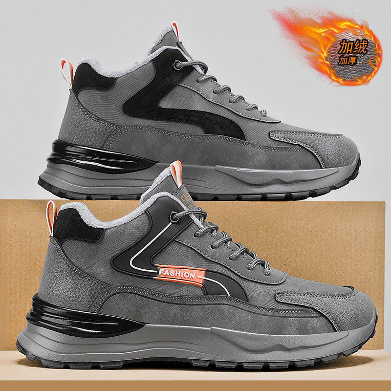 Men's Waterproof Fleece-Lined Winter Shoes with Thick Sole