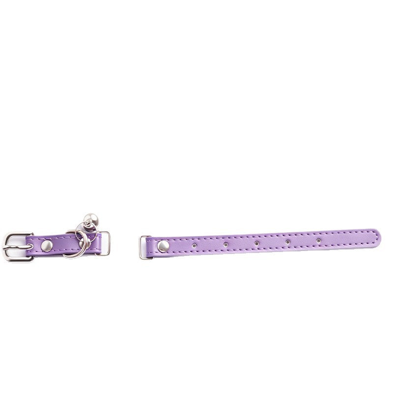 Genuine Leather Adjustable Pet Collar for Cats and Small Dogs in pink