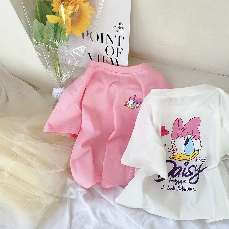Girls Cotton Cartoon Print Short Sleeve Summer T Shirt Top