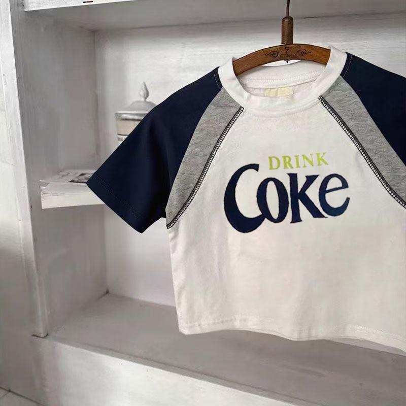 Kids Cotton Letter Print Short Sleeve Summer T Shirt Top