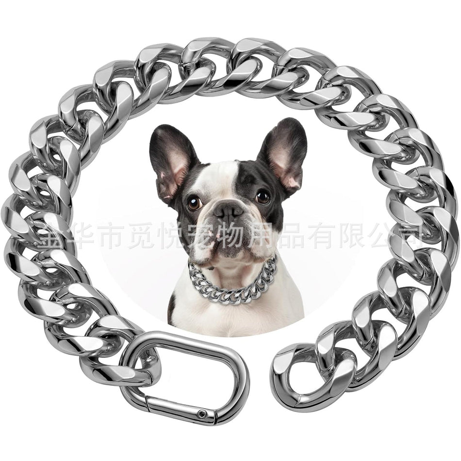 Gold Plated Cuban Chain Dog Collar Necklace for Large Dogs