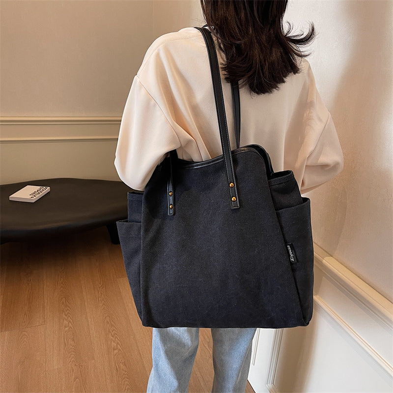 Large Capacity Canvas Tote Bag Commuter Travel Use