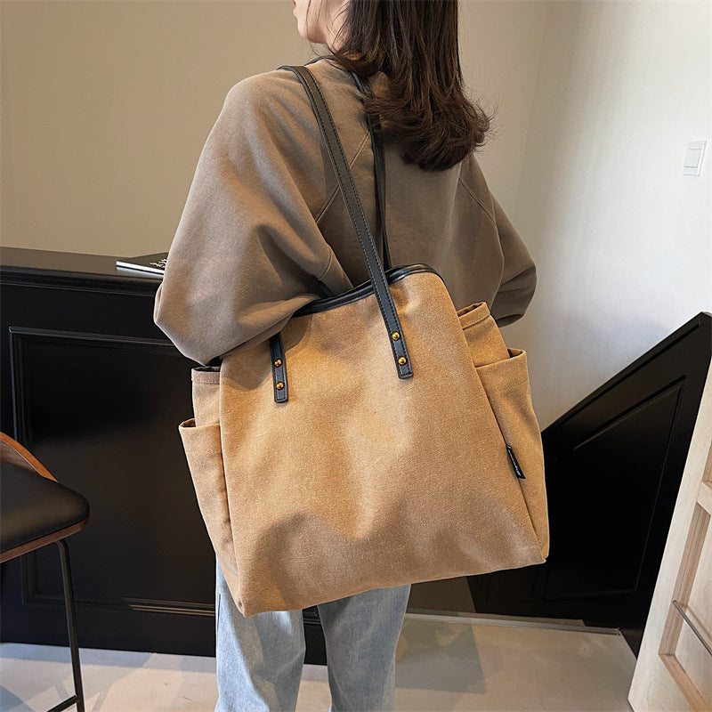 Large Capacity Canvas Tote Bag Commuter Travel Use