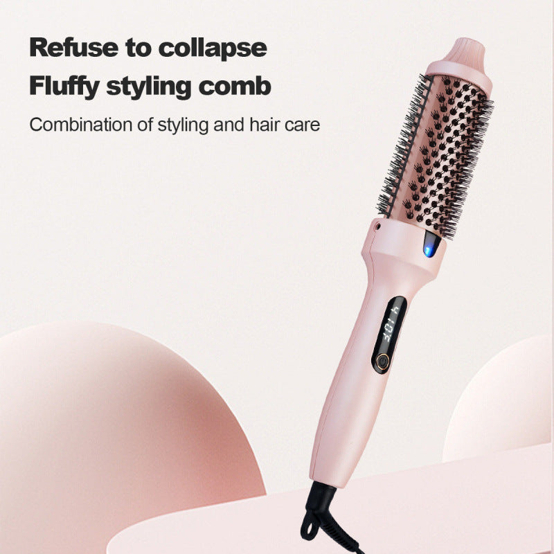 2-in-1 Fluffy Comb Hair Straightener Curler 38mm Ceramic Styler